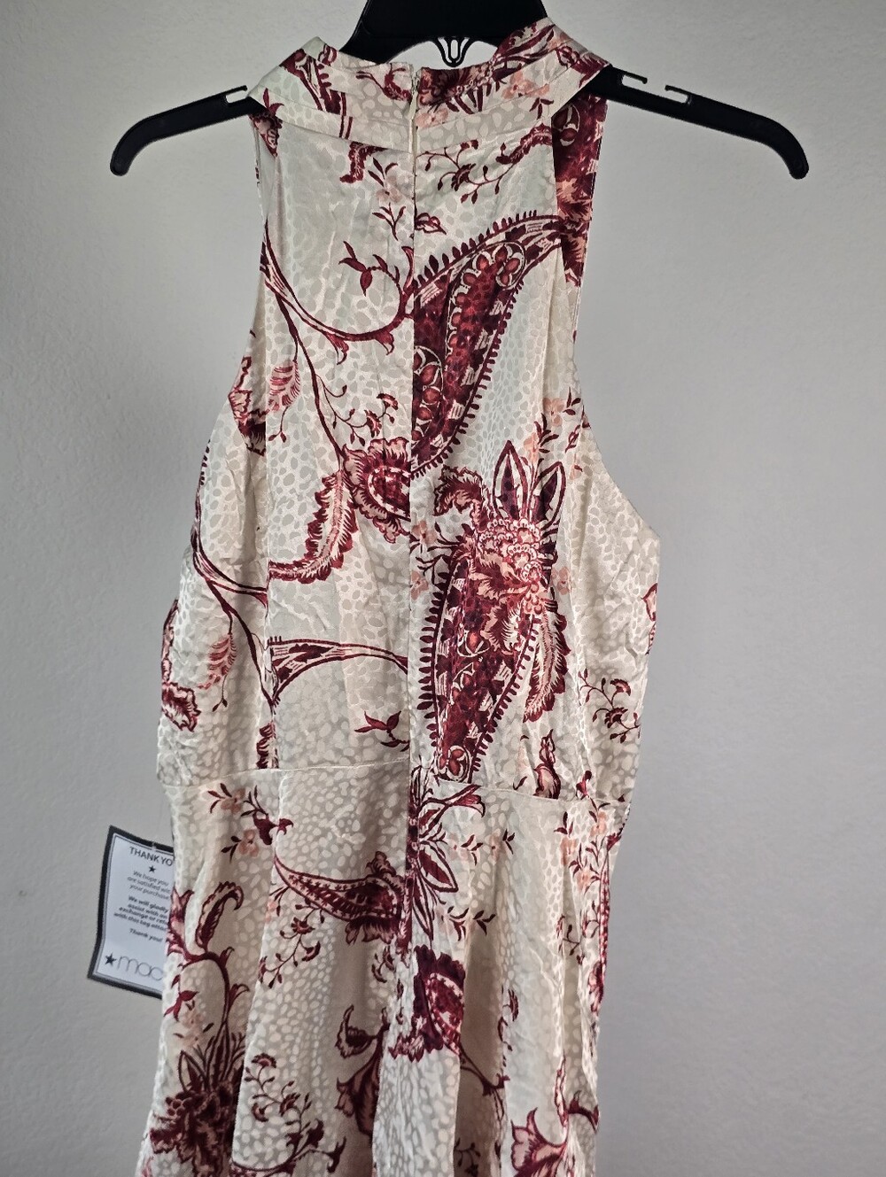 Rachel Rachel Roy NWT $169 Beige Burgundy Paisley Halter Maxi Dress Size 12 Boho - Picture 10 of 12